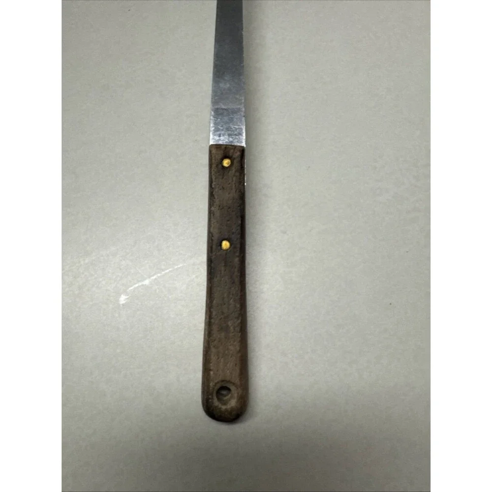 Vintage Mel Jax Stainless Steel Flat Spatula Wood Handle USA
